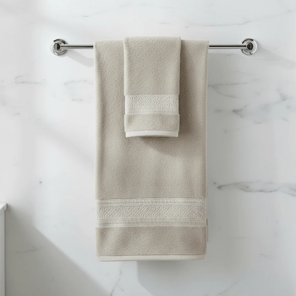 Fieldcrest Luxury Jacquard Bath Towel – Light Brown | 70×140cm - Image 4