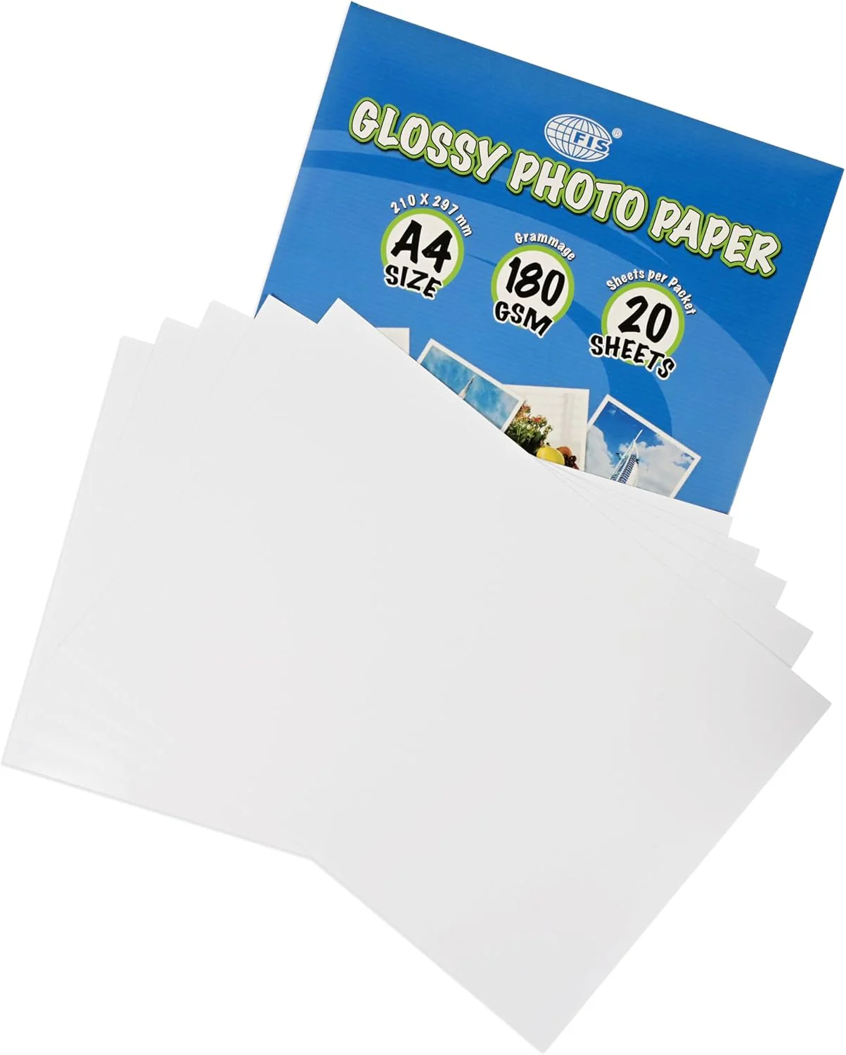 FIS Glossy Photo Paper A4 | 180 GSM | 20 Sheets | FSPAGP18020N - Image 3