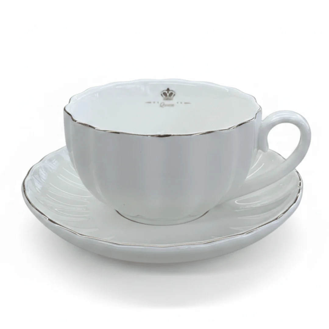 Fresh Life White Ceramic Cup & Saucer Set — 260ml