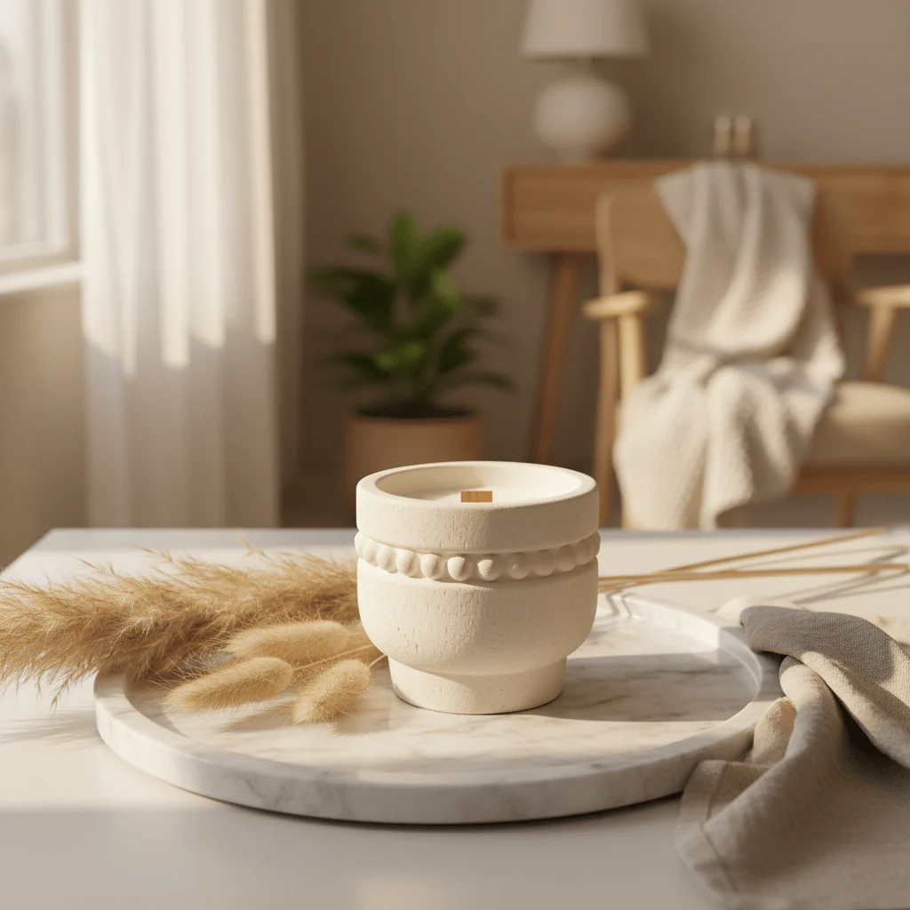 Fresh Touch Scented Candle — Elegant Cream Chalk Cup - Image 2