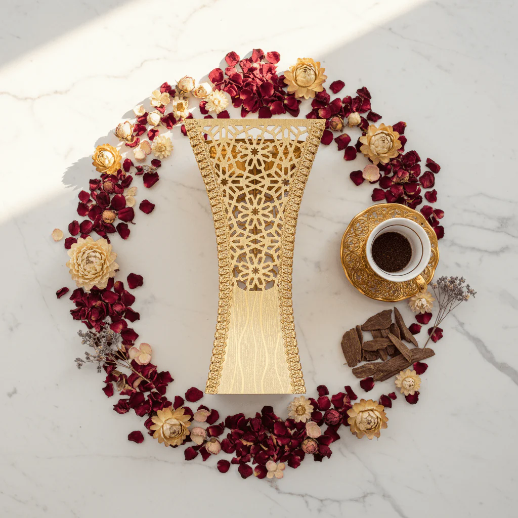 Fuma Gold Metal Incense Burner | Ornate Arabic Lattice Design | 27×13 cm - Image 4