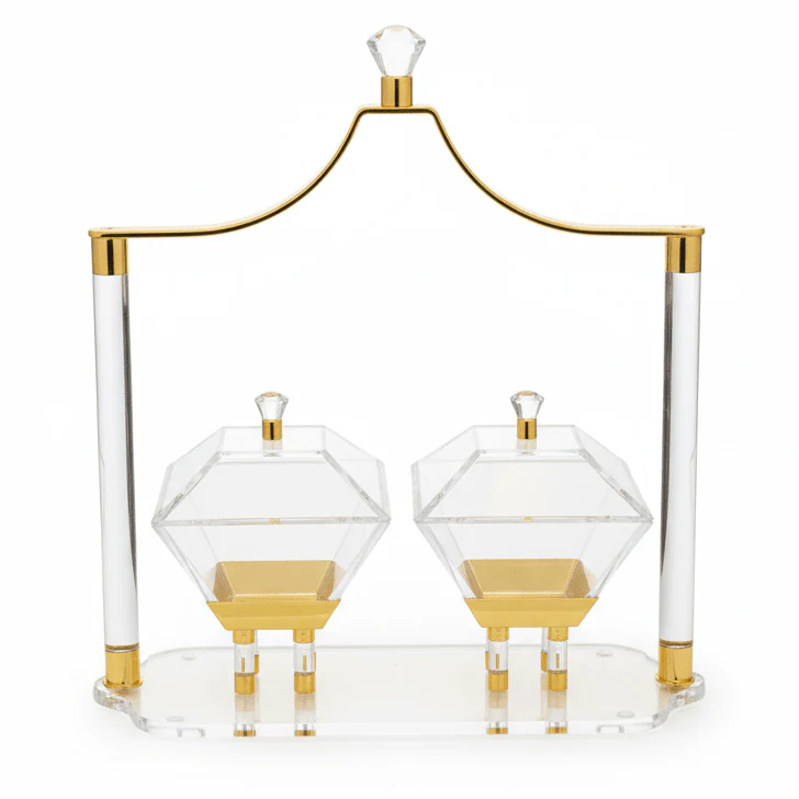 Fursan 2-Piece Acrylic Candy Box Set with Holder 40 cm Modern Transparent Storage for Sweets