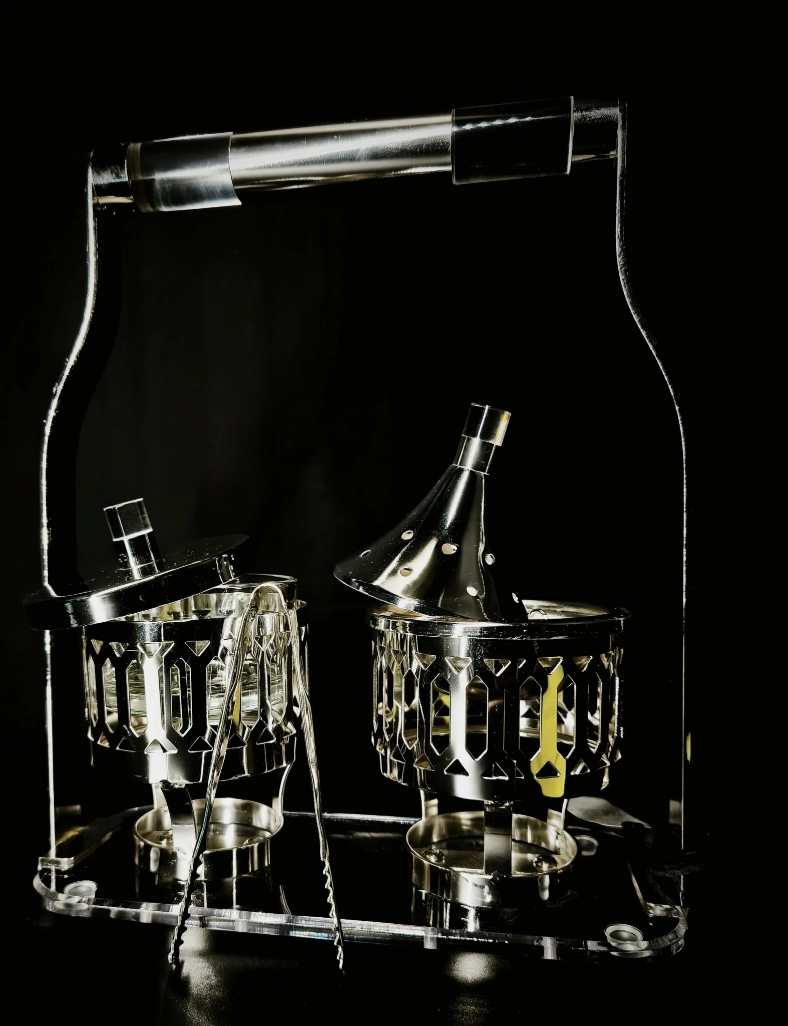 Fursan Acrylic With Steel 2Pcs Candy Pot With Holder - Image 3
