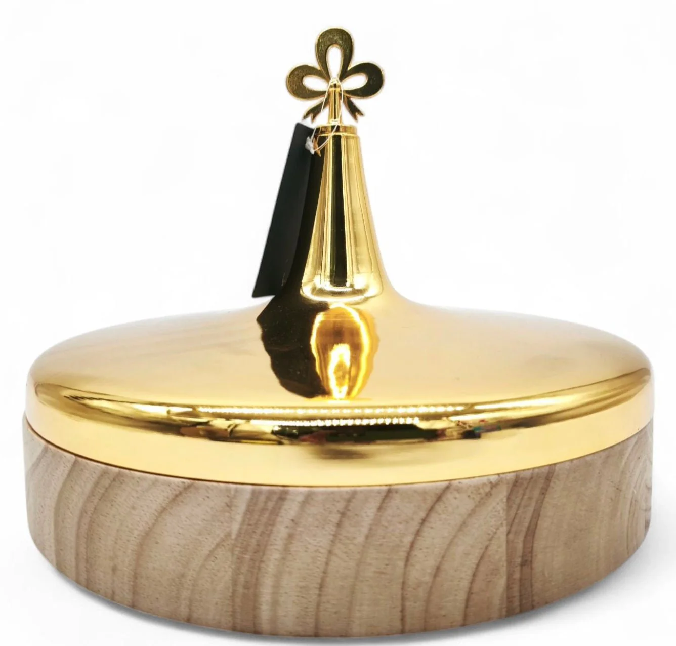 Fursan Dates Tray 27.5Cm Wooden With Gold Lid