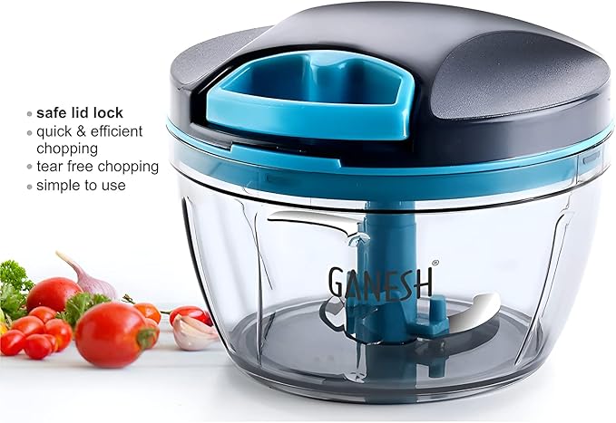 Ganesh Wonder Kitchen Dori Handy Vegetable and Fruit Manual Onion Dry Fruit Salad Maker Vegetable Quick String Chopper Machine, Cutter Ð 3 Stainless Steel Blades (470 ml, Grey) - Image 2