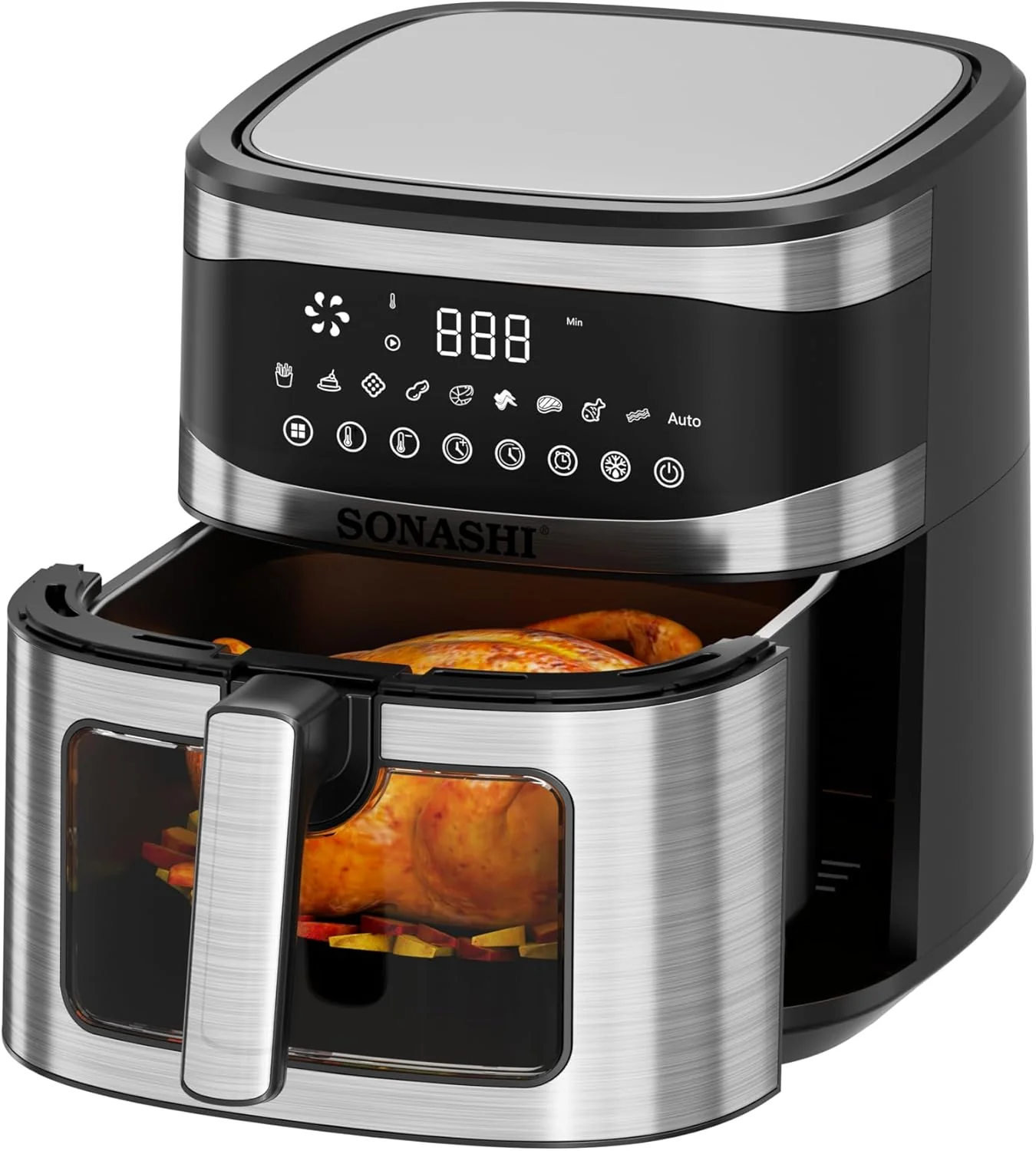 SONASHI SAF-620N Digital Air Fryer – 6.2L Non Stick Removable Pot, 5.2L Teflon Food Basket with LED Touch Screen Display, Timer | Electric Air Fryer | Home Kitchen Appliance