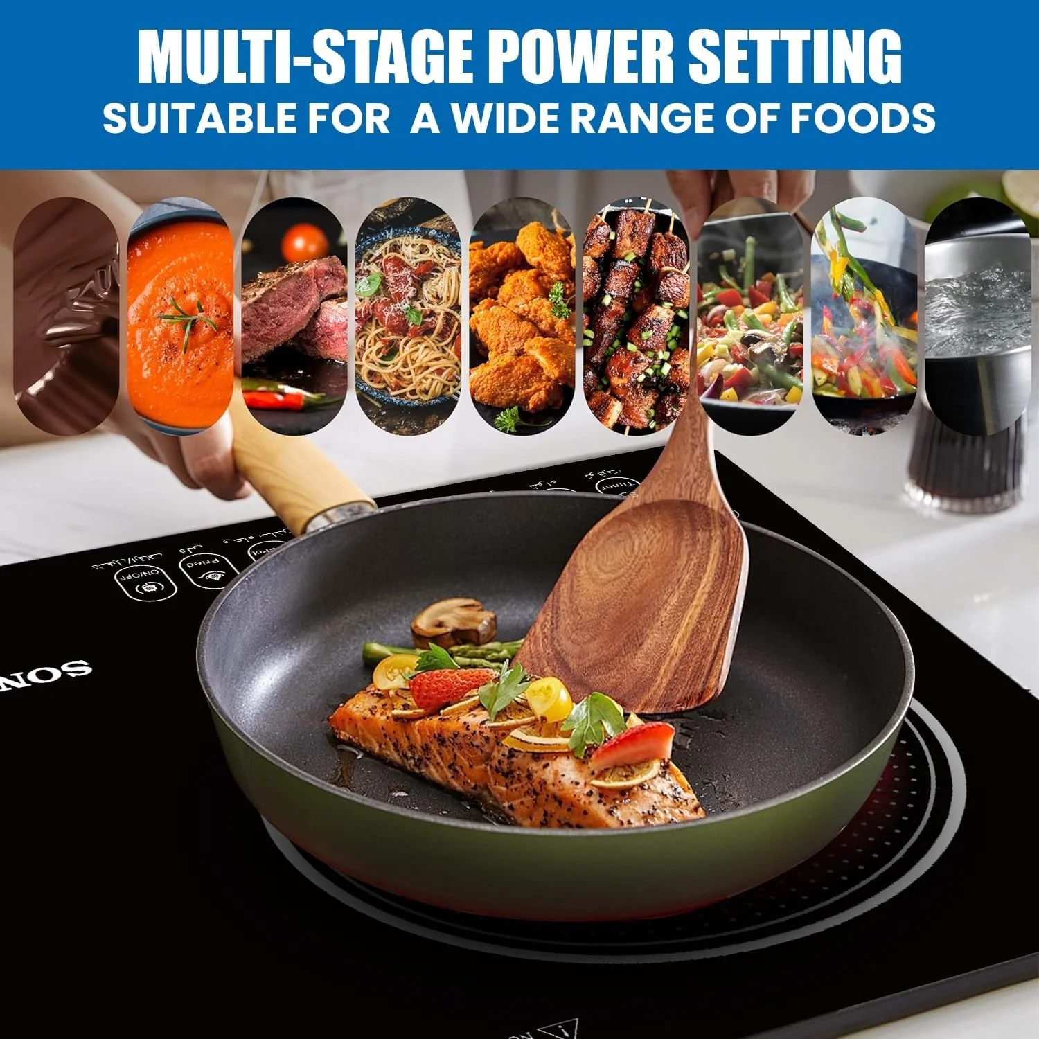 Sonashi Double Burner Infrared Cooker - 4 Digit LED Display | Multi-Stage Power Settings with Knob Control and Touch Control | Portable and Compact Infrared Cooker SIS-017C Black - Image 4