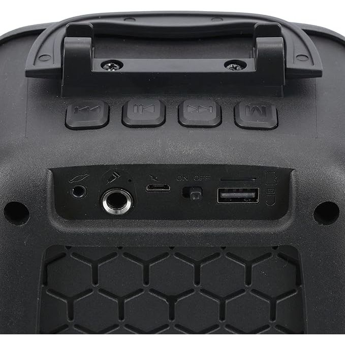 Geepas Portable Bluetooth Speaker, With Microphone, GMS11156 USB/TF/FM/AUX IN Large Circle Dazzle LED Light Portable & Lightweight Ideal For Home, Hotels & Outdoor Use, Black - Image 2