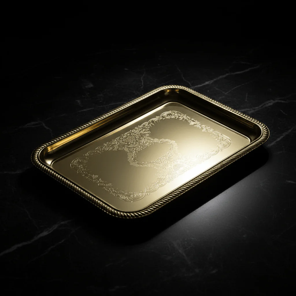 Germax Gold Rectangle Serving Tray – 24×17cm | Decorative Metal Tray for Hospitality & Majlis - Image 4