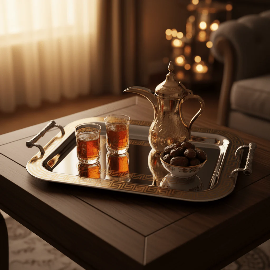 Germax Luxury Gold & Silver Stainless Steel Serving Tray with Handles — 55×34 cm - Image 2
