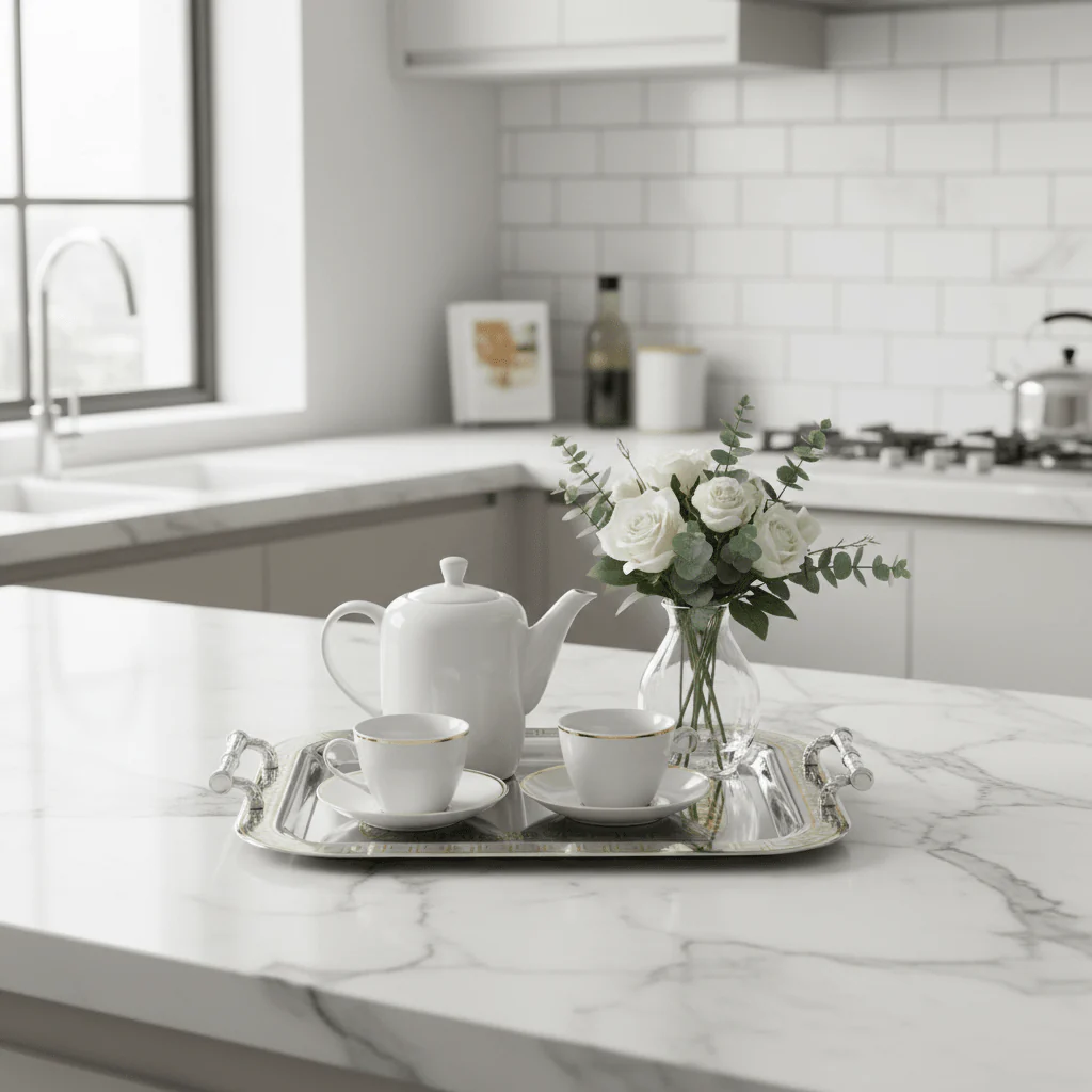 Germax Luxury Gold & Silver Stainless Steel Serving Tray with Handles — 55×34 cm - Image 3