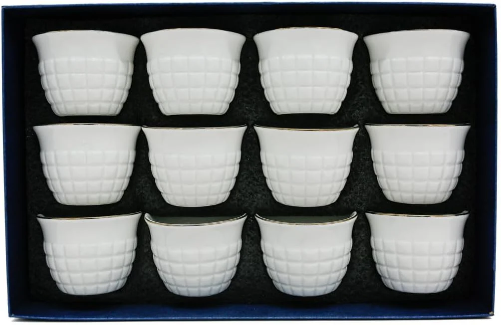 Germax Ceramic 12Pcs Cawa Cup 60ML-White&Gold