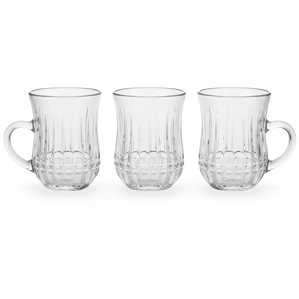 Germax Coffee Serving Glass Cup Set of Three Pieces with 100 ml