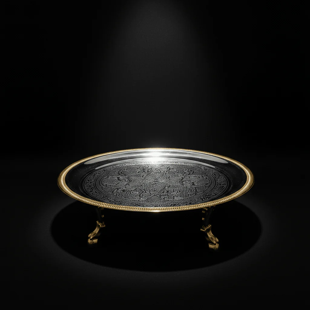 Germax Footed Silver & Gold Round Serving Tray – 32×12cm - Image 3