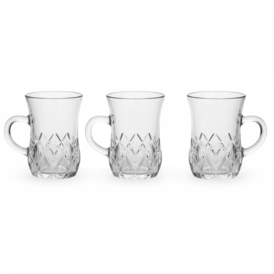 Germax Modern Design Glass Mug Set of Three Pieces with 100 ml