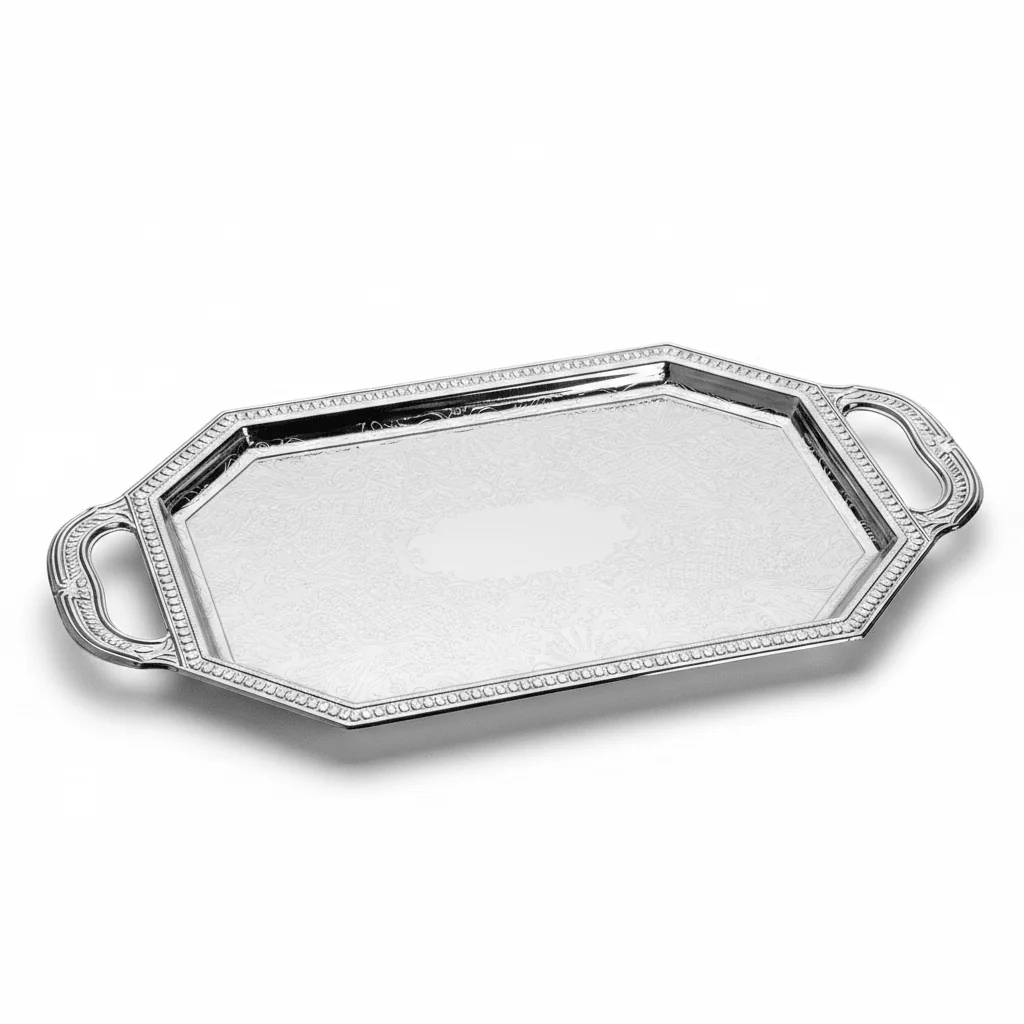 Germax Silver Metal Elegant Serving Tray – 20×10cm - Image 3