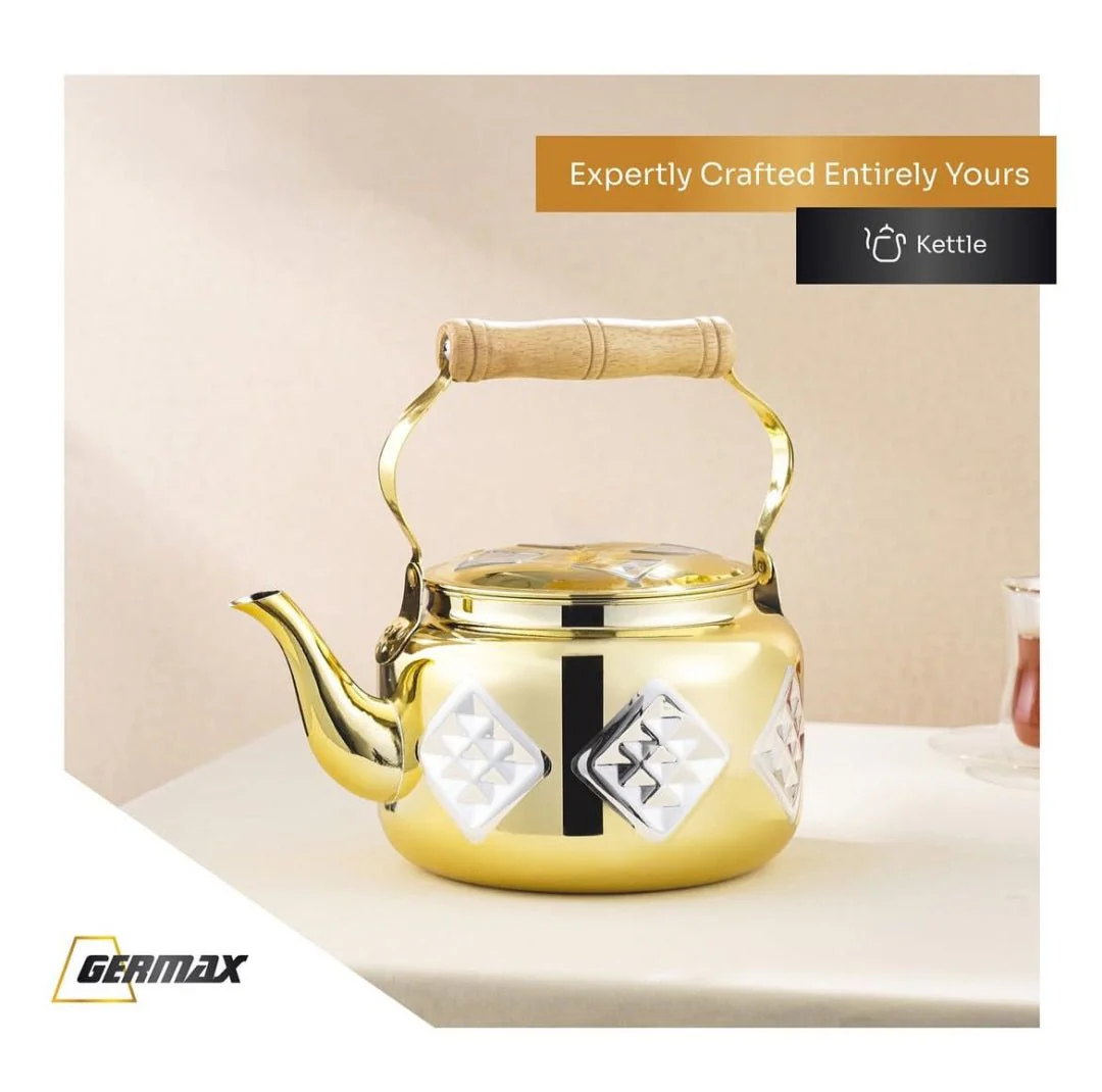 GERMAX Stainless Steel Tea Kettle 1000ml, Gold/Silver - Image 2