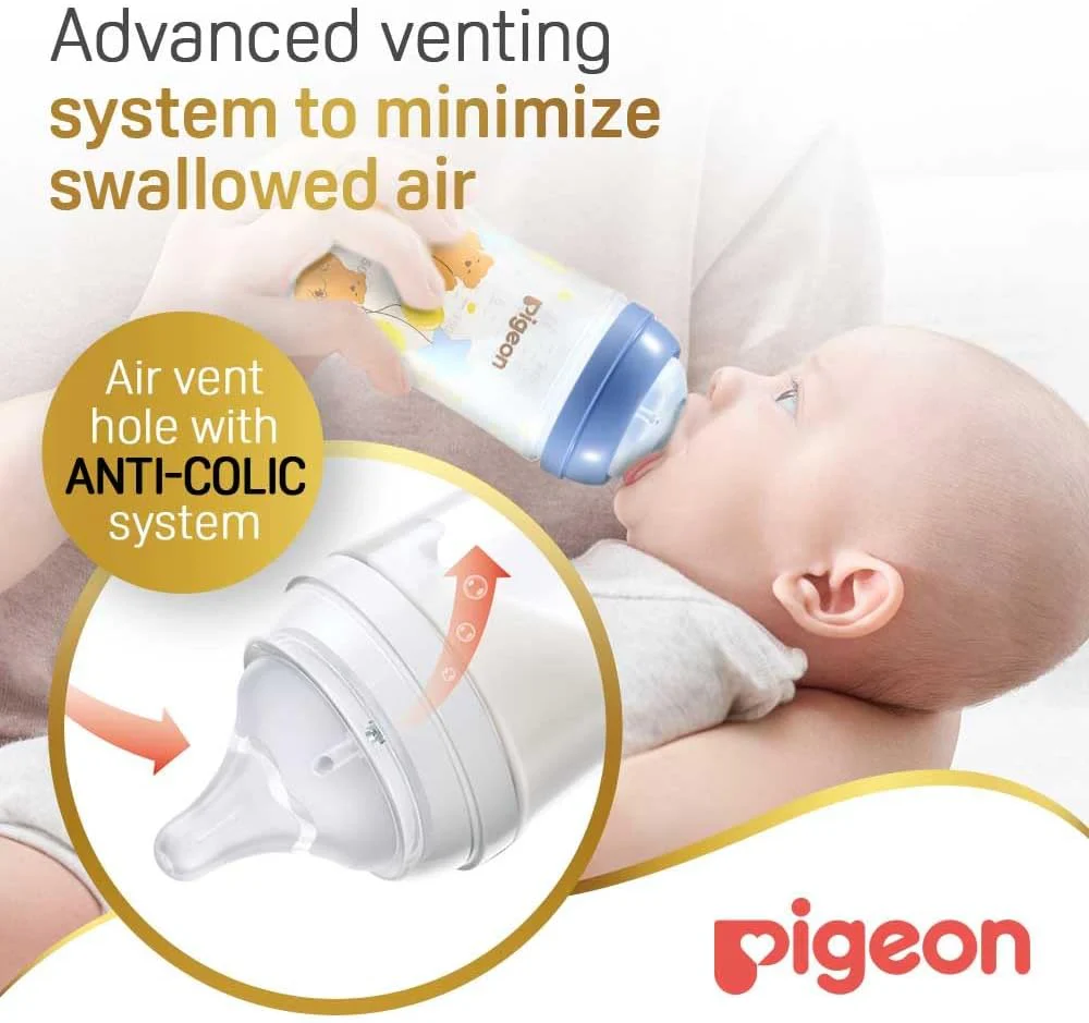 Pigeon Softouch Wide Neck Peristaltic PLUS Decorated Feeding Nursing Bottle, Medium Nipple Size, BPA Free, 3 + Months, 240ml, Multi-Color - Image 4