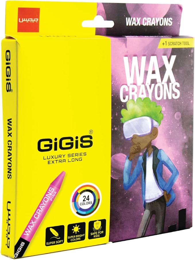 GIGIS Long Wax Crayons - 24-Piece Set