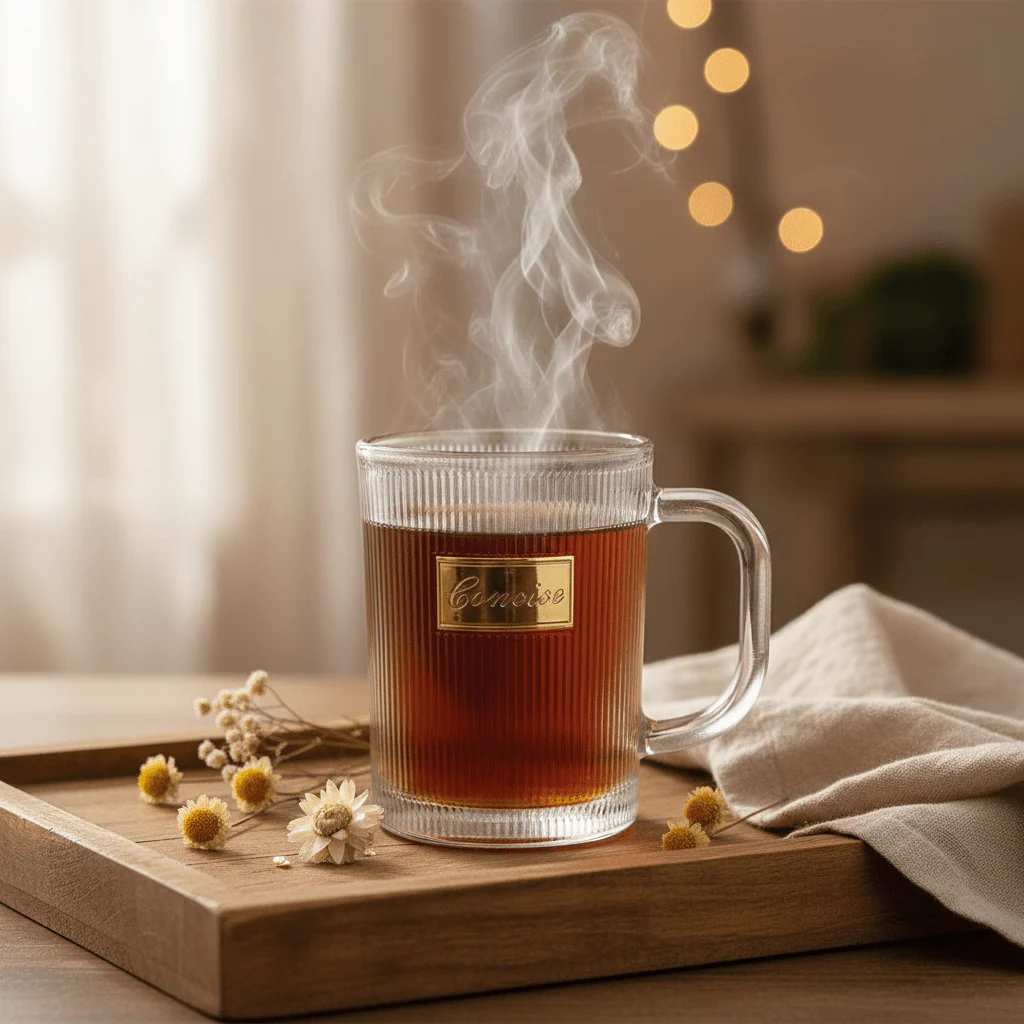 Concise Ribbed Glass Mug 300ml β Gold Edition - Image 2