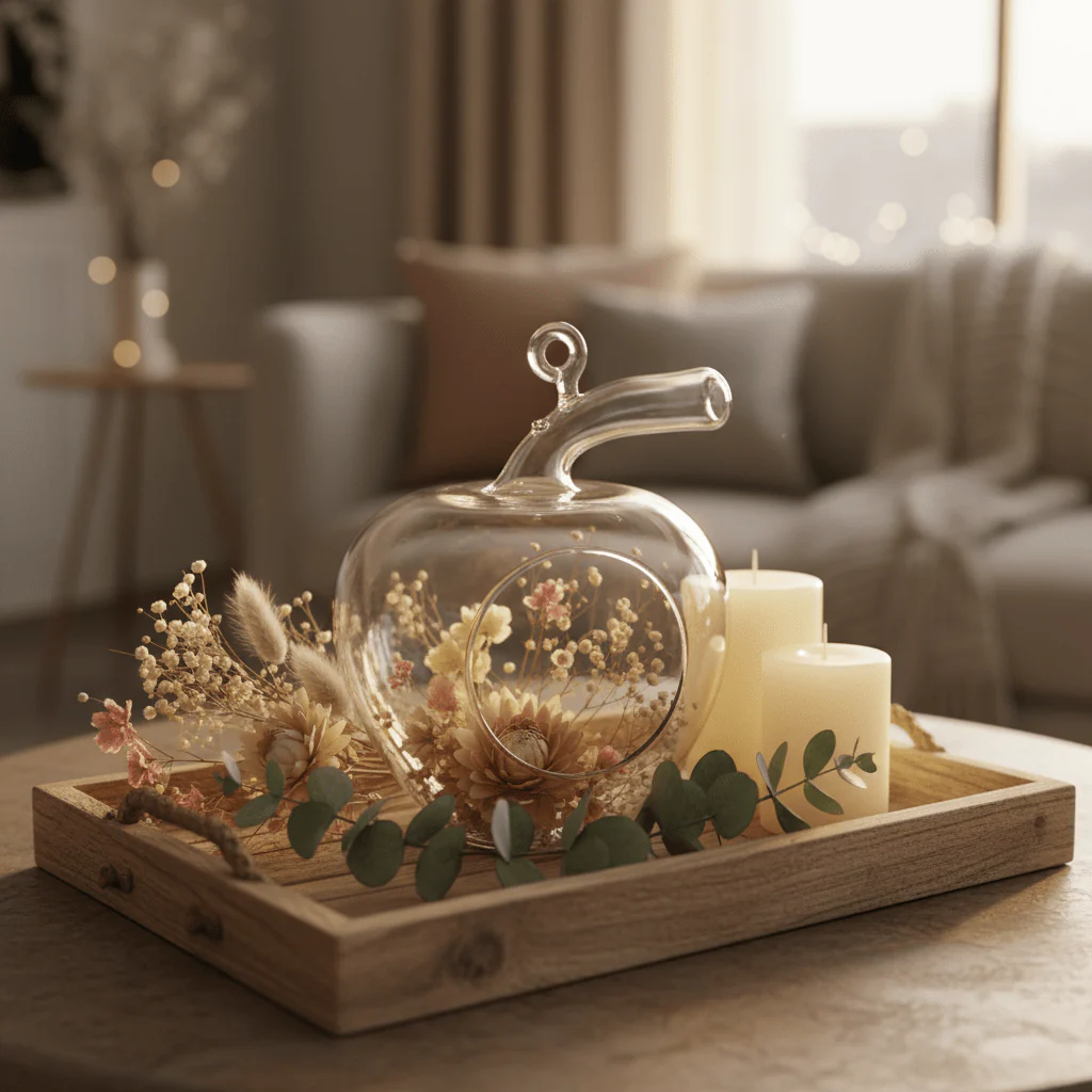 Glass Nest Apple Décor – 15cm | Transparent Handcrafted Ornament - Image 3