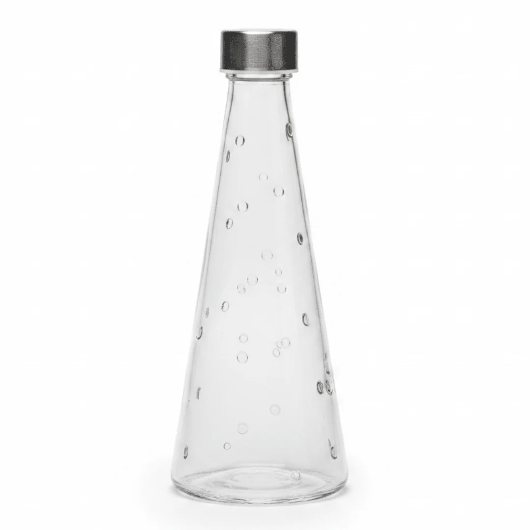 Glass Water Bottle with Lid | Bubble Texture Design | Premium Hydration Bottle for Home, Office & Gifting 500ml