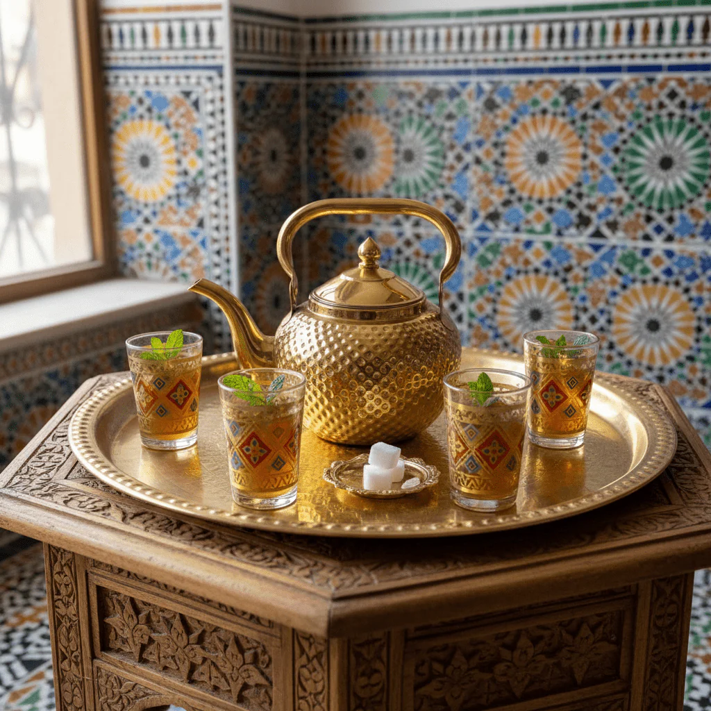 Gold Hammered Metal Tea Kettle 1.2 Litre | Traditional Arabic & Moroccan Style Tea Kettle | - Image 4
