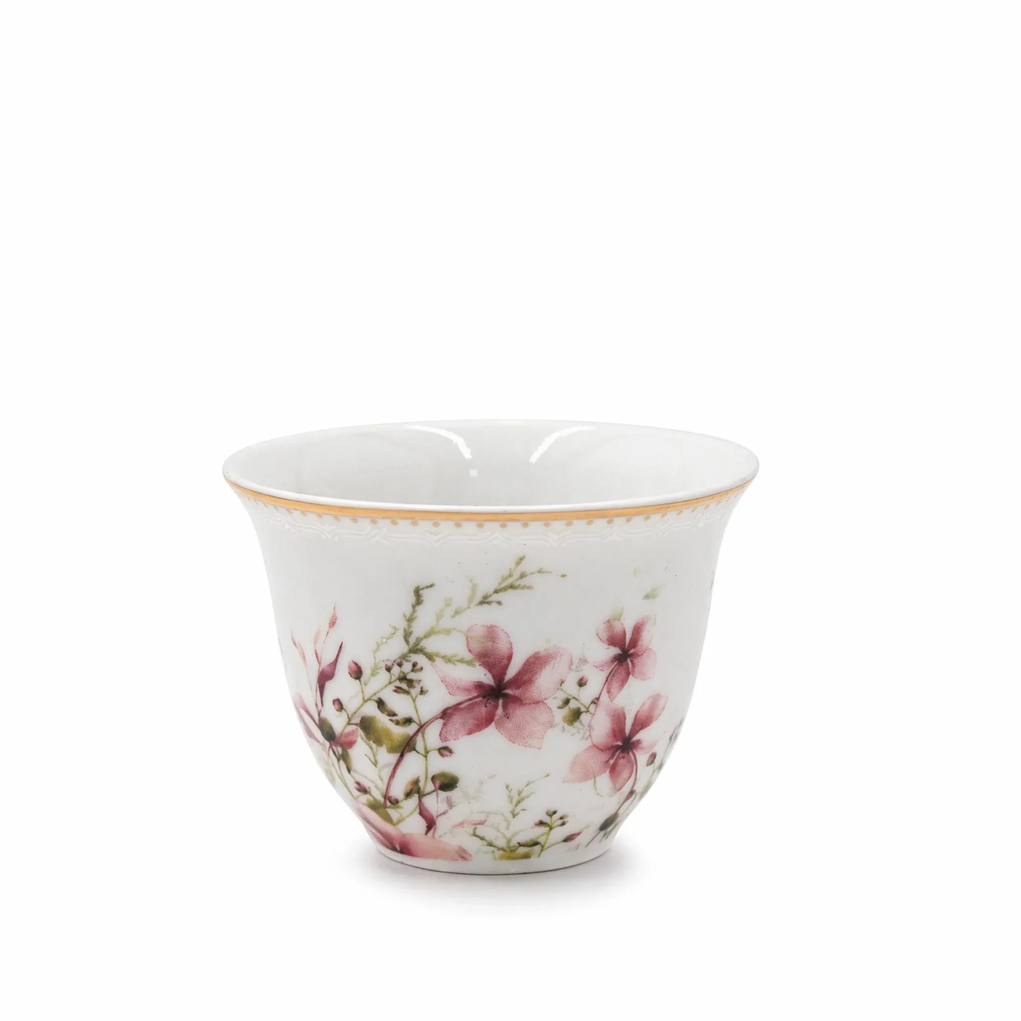ABL GP-155 Ceramic Ceramic Cawa Cup Set – 12 Pieces – Floral Design with Gold Rim - Image 2