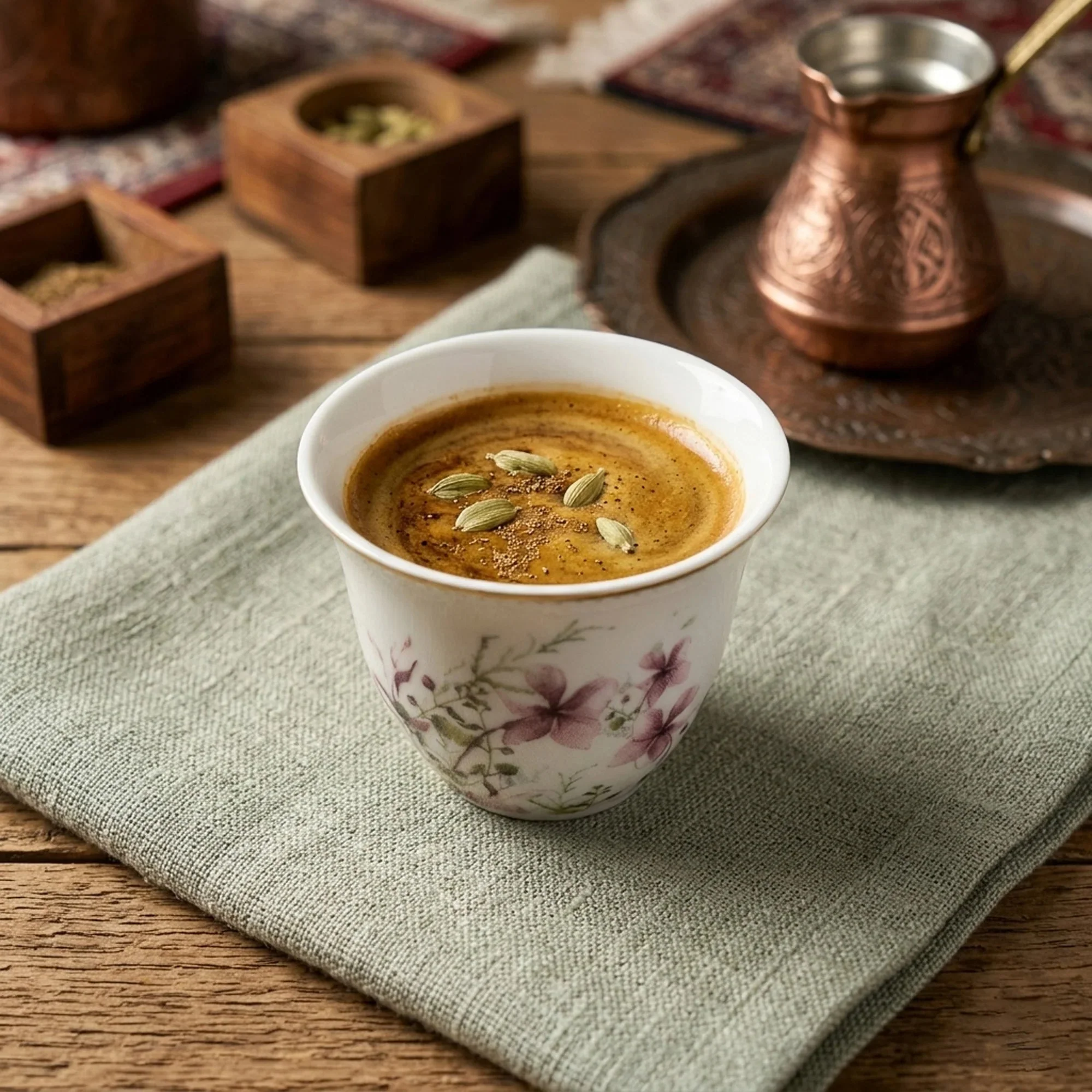 ABL GP-155 Ceramic Ceramic Cawa Cup Set – 12 Pieces – Floral Design with Gold Rim - Image 3