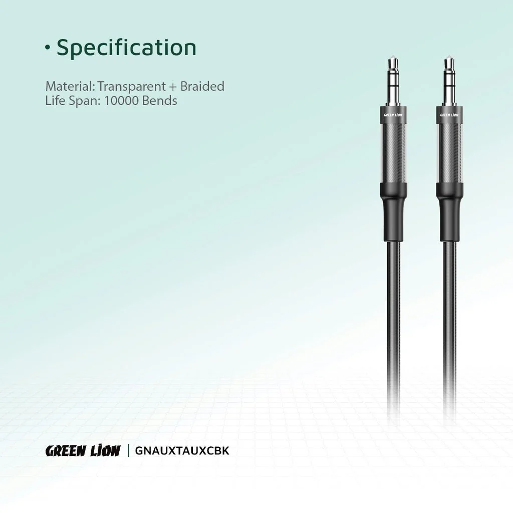 GREEN LION AUX to AUX Braided Cable 1 meter - Black - Image 4