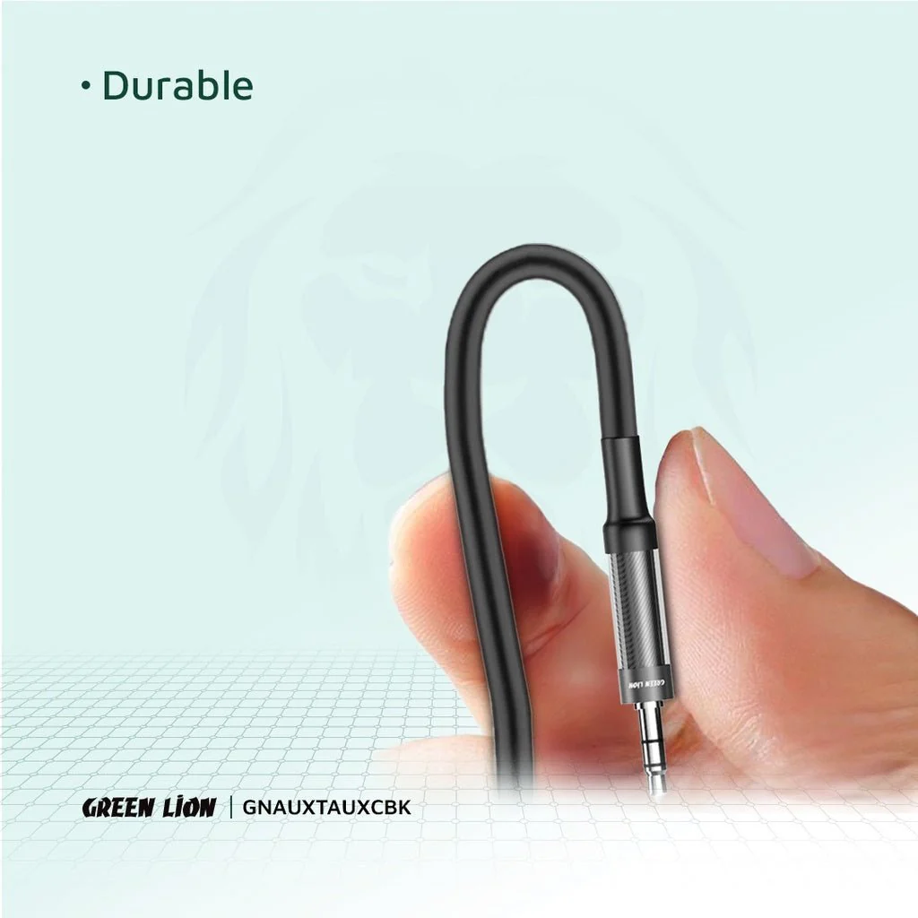 GREEN LION AUX to AUX Braided Cable 1 meter - Black - Image 5