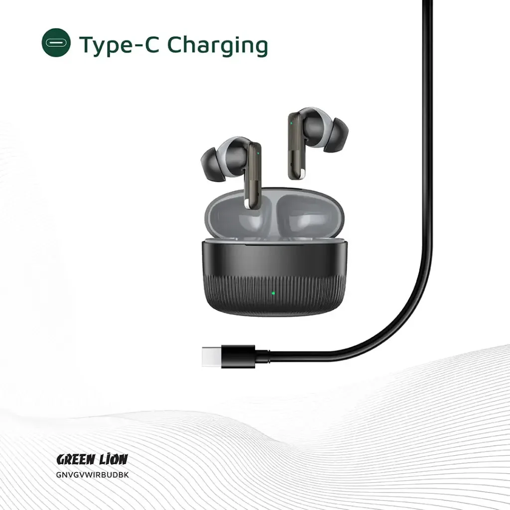 Green Lion Vancouver True Wireless Earbuds  Silicone Case Included, V6.0 Bluetooth, Dual Mic ENC, 12Hrs with Case, Black - Image 4