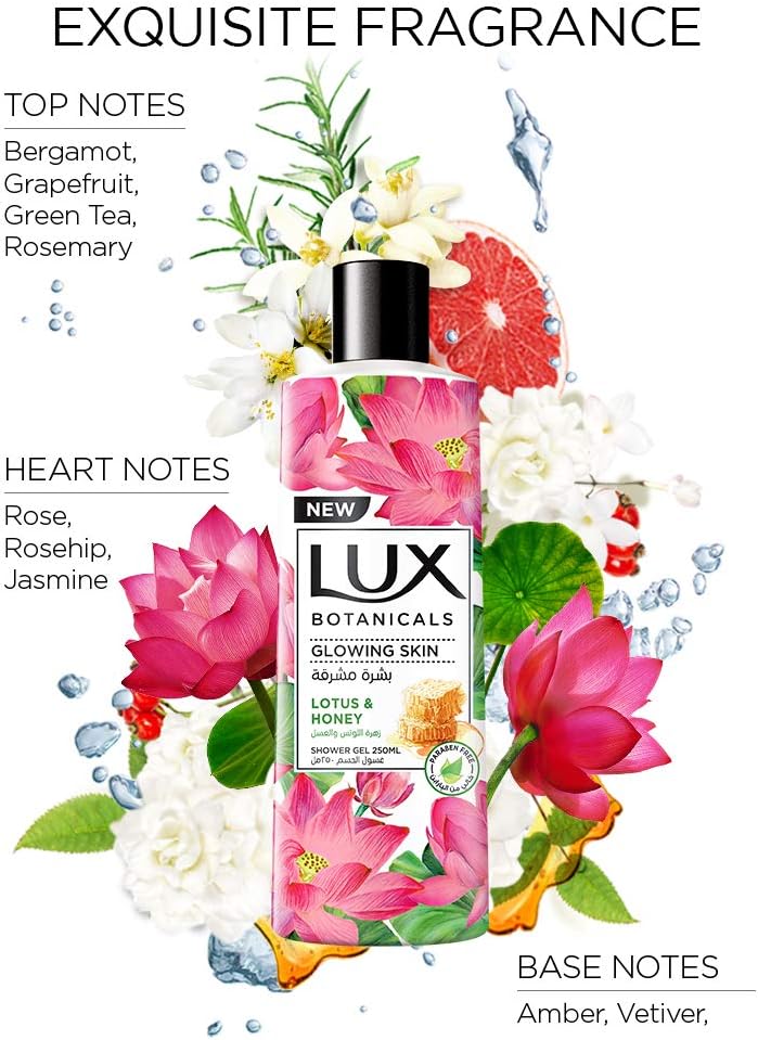 LUX Botanicals Body Wash, Glowing Skin, Lotus & Honey, with 100% natural extracts suitable for all skin types, 700ml - Image 2