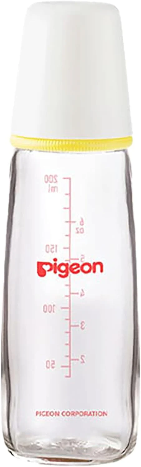 Pigeon Slim Neck Glass Feeding Bottle, White Cap, Ultra-Soft Silicone, Anti-Colic, Bpa & Bps Free, 200Ml, Multicolor