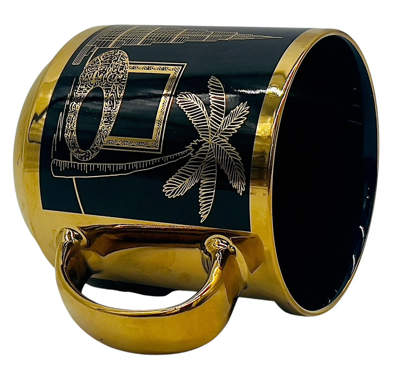 Habibi Dubai Mug 350ml, Black Gold Skyscraper Design - Image 2