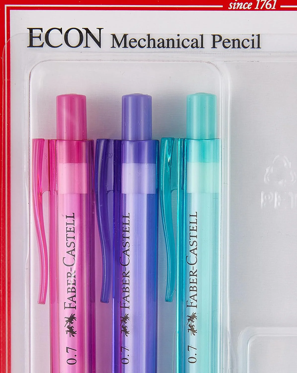 Faber-Castell ECON Mechanical Pencil 0.7mm – Pack of 3 + 1 Refill Tube, Multicolor - Image 3