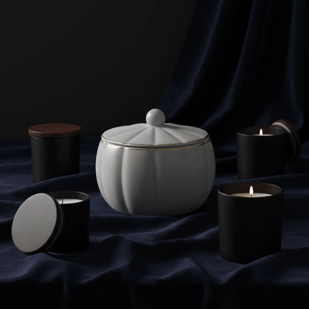 Hamid Grey Ceramic Candy Bowl with Lid | 3.5 Inch | Gold Rim Accent - Image 3