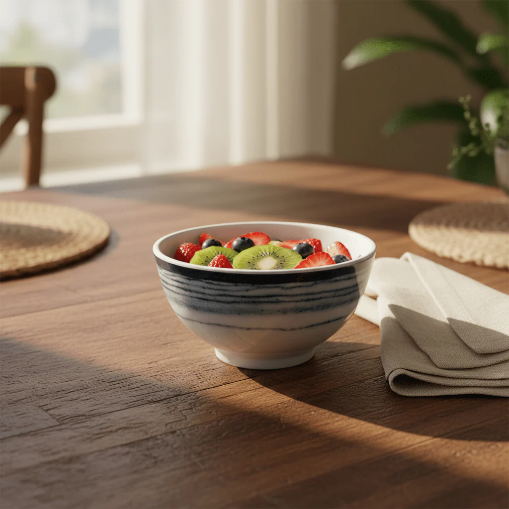 Harmony Melamine Blue Pattern Round Bowl Small Serving Bowl for Desserts, Snacks and Sides – 4.5 Inch - Image 2