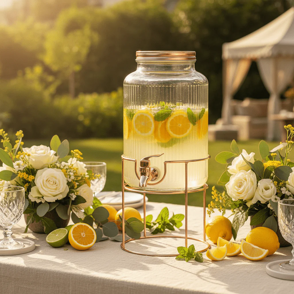 Harmony 6L Glass Beverage Dispenser with Metal Stand - Image 2