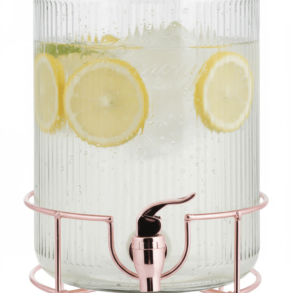 Harmony 6L Glass Beverage Dispenser with Metal Stand - Image 3