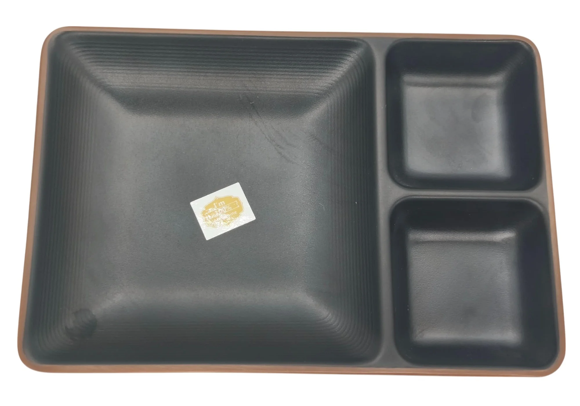 HARMONY Melamine 3-Section Plate 19cm*13cm*2.5cm, Brown/Black - Image 2