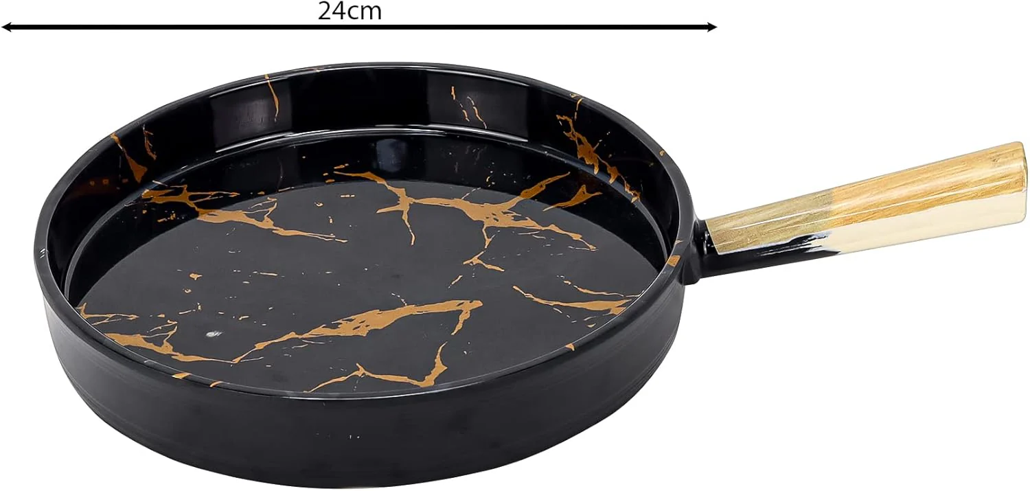 Harmony Melamine Horeca Handle Plate White Or Black With Gold Crack 36x24x4Cm - Image 2