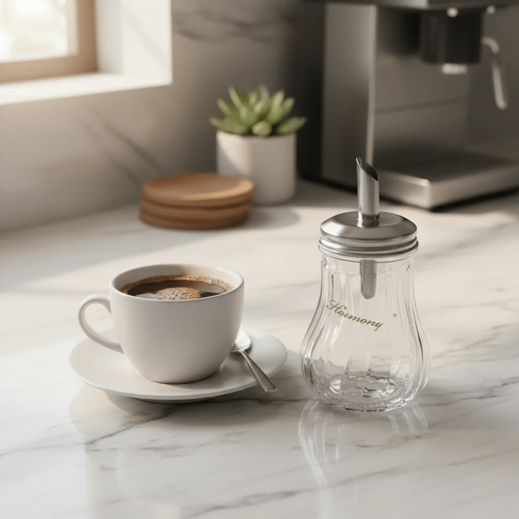 Harmony Premium Glass Sugar Doser  with Rust-Resistant Silver Metal Lid for Kitchen & Tabletop – 250ml - Image 2