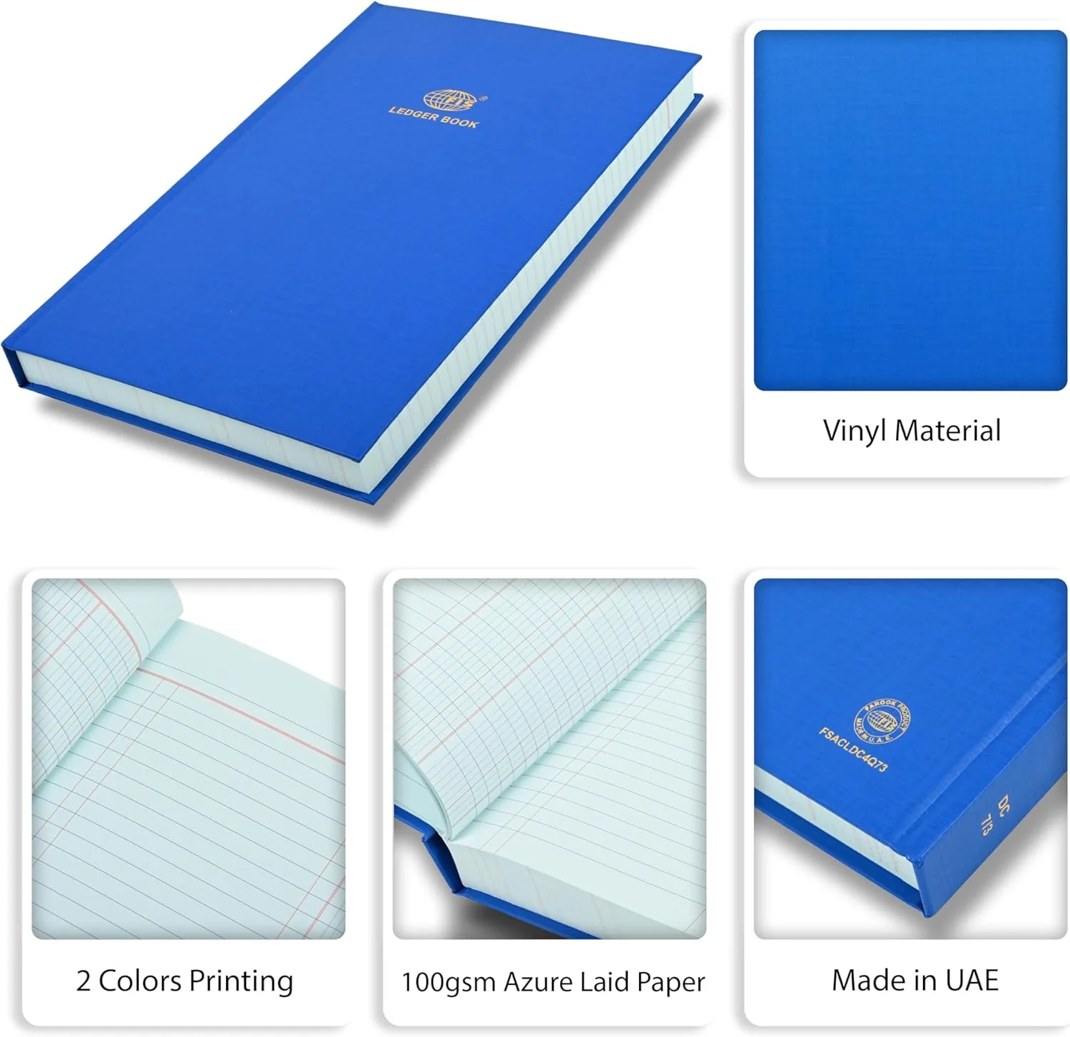 FIS Ledger Book – Foolscap Size | Hard Cover | 4 Quire | 2 Column | Blue | FSACLDC4Q73 - Image 4