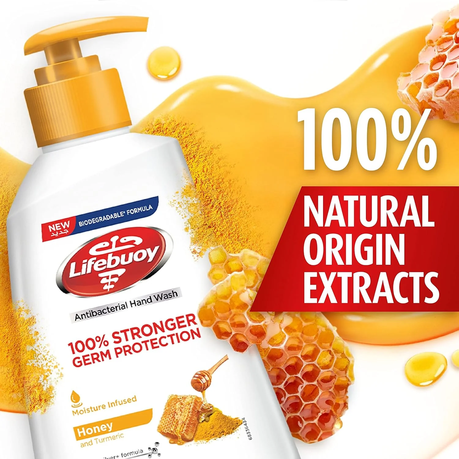 Lifebuoy Antibacterial Liquid Soap And Hand Wash, For Hand Hygiene, Honey And Tumeric, 100% Stronger Germ Protection*, 200ml - Image 2