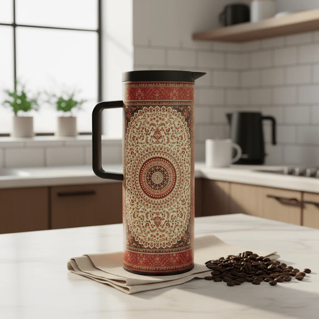 Hobby Lobby Traditional Arabic Pattern Vacuum Flask With Black Handle | 1 Litre - Image 2