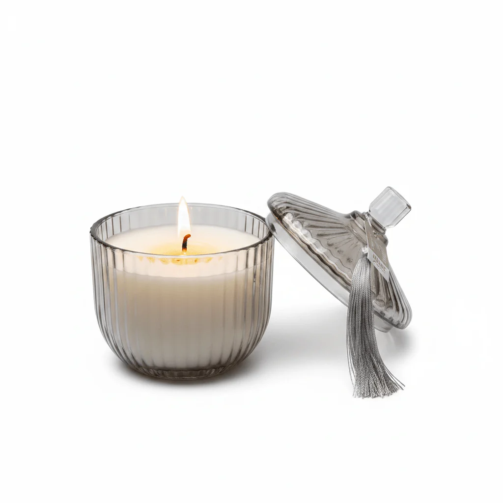Home Fragrance Bay Leaf & Lime Premium Aromatic Candle with Elegant Glass Jar – 12 cm - Image 2