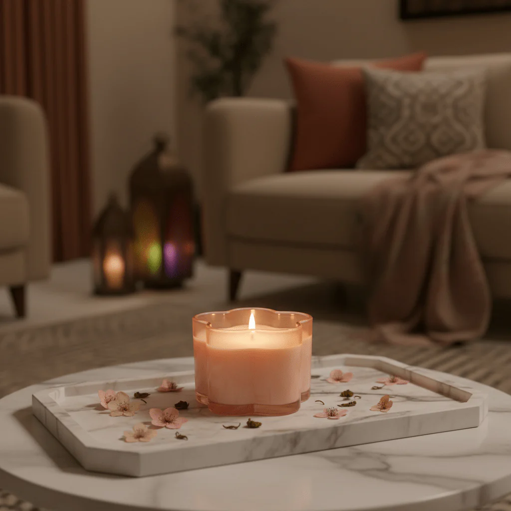 Home Fragrance Peach Oolong Relaxing Aroma Candle for Home Décor and Wellness – 8 × 6 cm - Image 2
