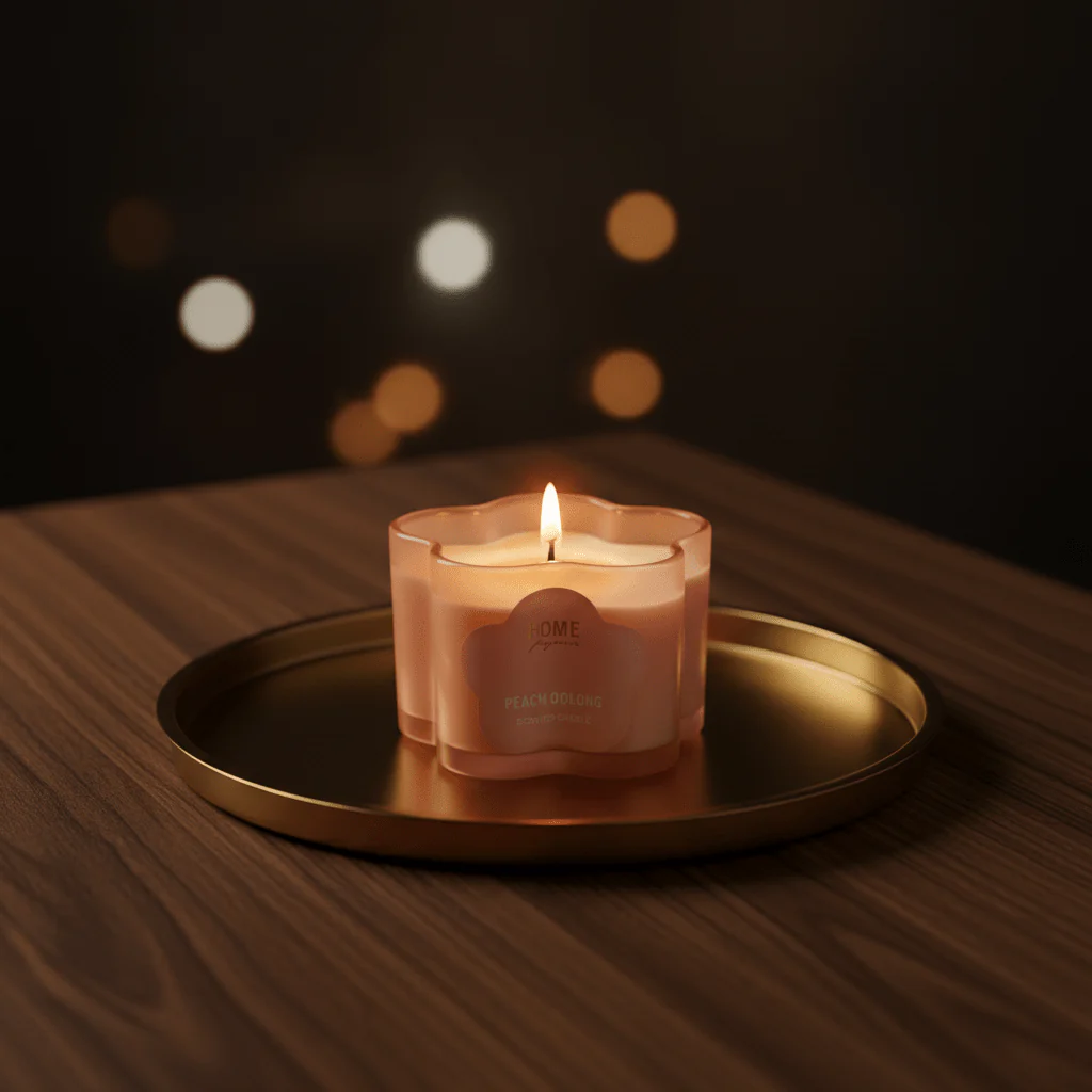 Home Fragrance Peach Oolong Relaxing Aroma Candle for Home Décor and Wellness – 8 × 6 cm - Image 4