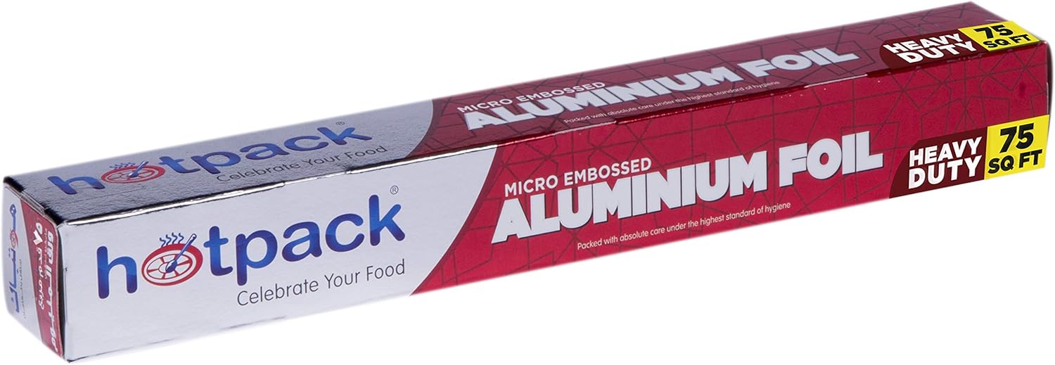 Hotpack Micro Embossed Heavy Duty Aluminium Foil 23.25m*30cm, 75sq.ft, Cooking-Storing-Wrapping